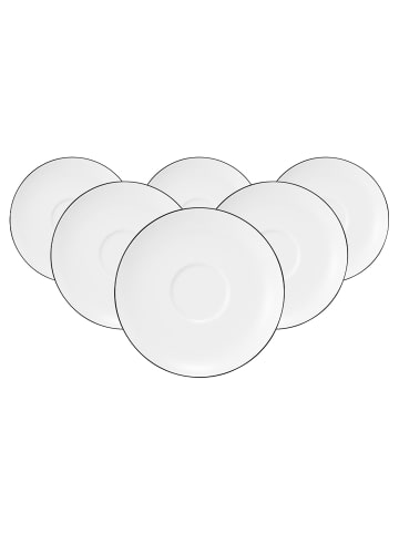 Seltmann Weiden 6er Set Milchkaffeeuntertassen Lido Black Line ø 16 cm in weiß