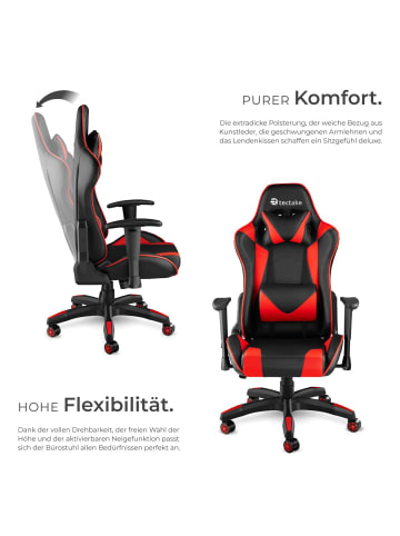 tectake Racing Gaming Stuhl Twink Belastbarkeit 120 kg, schwarz/rot