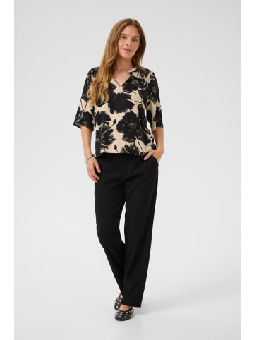 CULTURE Kurzarm-Bluse CUrachel Feminine in Black/Offwhite Flower