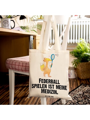 Mr. & Mrs. Panda Tragetasche Fuchs Federball spielen mit Spruch in Creme
