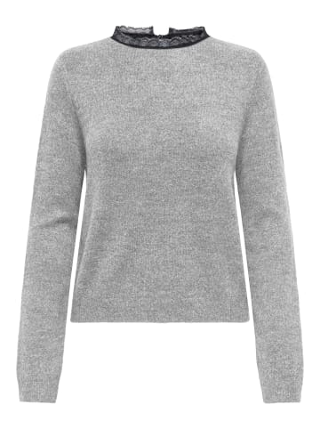 ONLY Strickpullover ONLTAMMY LS LACE MIX O-NECK BF KNT in Light Grey Melange