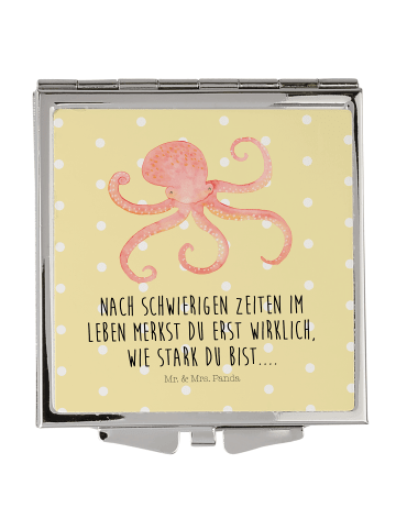 Kleiner Spiegel Tintenfisch mit Spruch in Gelb Pastell