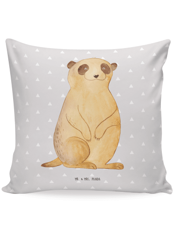 Mr. & Mrs. Panda kissen mikrofaser Erdmännchen ohne Spruch in Grau Pastell