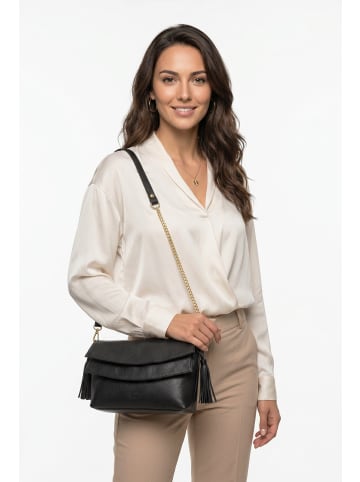 Samantha Look Umhängetasche echt Leder in schwarz