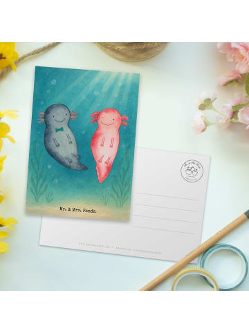 Mr. & Mrs. Panda Postkarte Axolotl Liebe Design ohne Spruch in Weiß