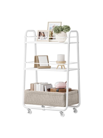 VASAGLE Rollwagen Lilea in Weiß-Braun - (B)30 x (H)81 x (T)43 cm