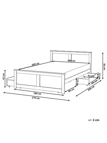 Beliani 5-tlg Doppelbett SABRAN in Weiß