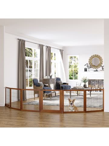 Pawhut Hunde Absperrgitter Kaffee 432L x 36B x 70H cm