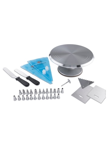 Wenburg Wenburg Tortendeko-Set - 35-tlg. - drehbare Tortenplatte, Spritzbeutel & Tüllen