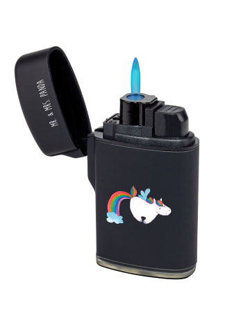 Mr. & Mrs. Panda Feuerzeug Einhorn Fliegendes Pferd ohne Spruch in Schwarz