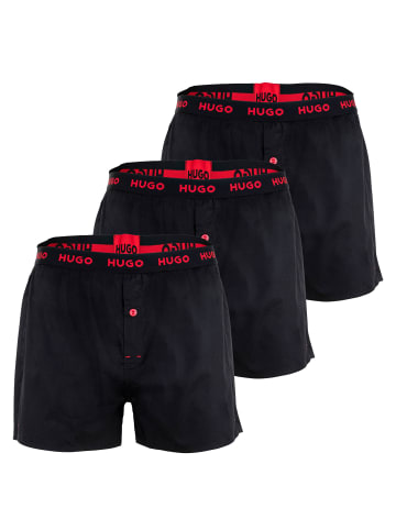 HUGO Web-Boxershorts 3er Pack in Schwarz