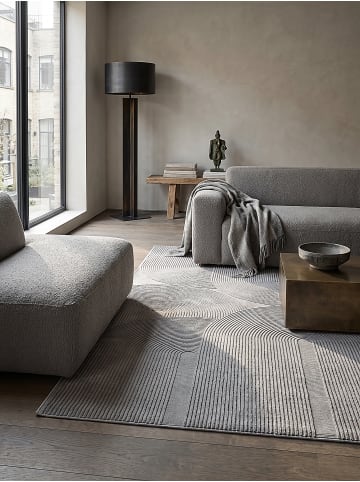 KADIMA DESIGN KASOS Teppich Kurzflor Grau 160x230 Geometrisch Polyester Waschbar in Grau