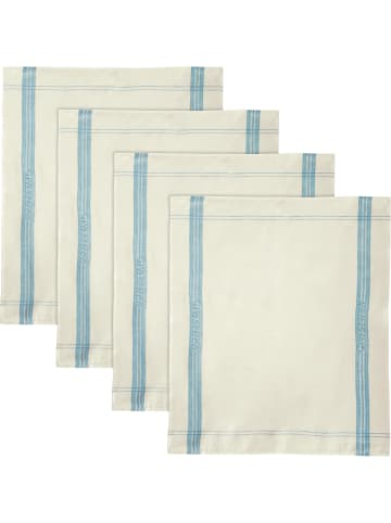 Erwin Müller Reinleinen Glastuch 4er-Pack in blau-weiß