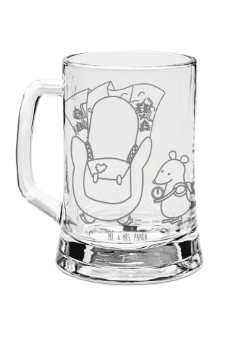 Mr. & Mrs. Panda Gravur Bierkrug Pinguin & Maus Wanderer ohne Sp... in Transparent