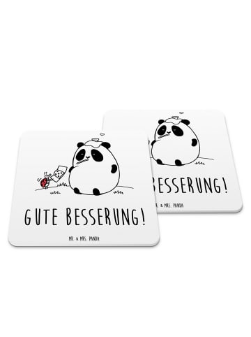 Mr. & Mrs. Panda Tischuntersetzer Panda Gute Besserung mit Spruch in Weiß