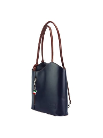 Florence Florence Schultertasche, Rucksack Leder blau, braun ca. 28cm