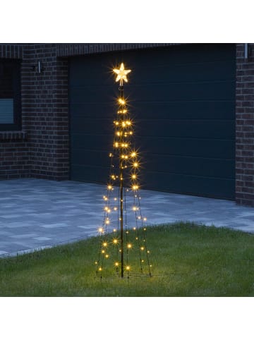 MARELIDA LED Lichterbaum mit Sternspitze 6 Stränge für Außen H: 2,4m in schwarz
