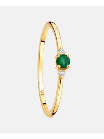 Diamant L'éternel Ring aus 375 Gelbgold mit Diamant mit Smaragd