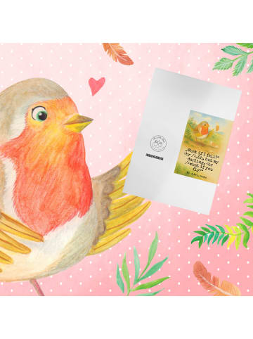 Mr. & Mrs. Panda Grußkarte Rotkehlchen Federn Design mit Spruch in Weiß