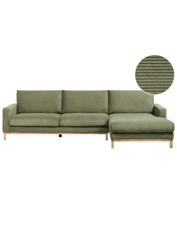 Beliani Ecksofa SIGGARD in Grün/Braun - (W) 296 x (H) 82 x (L) 163 cm