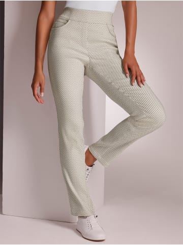 creation L Lyocell-Polyester-Jacquard-Hose in sesam-weiß-gemustert