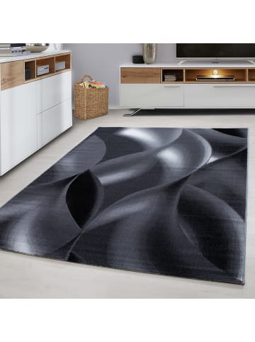 KADIMA DESIGN Teppich Kurzflor Abstrakte Wellen Polypropylen Wohnzimmer in Schwarz