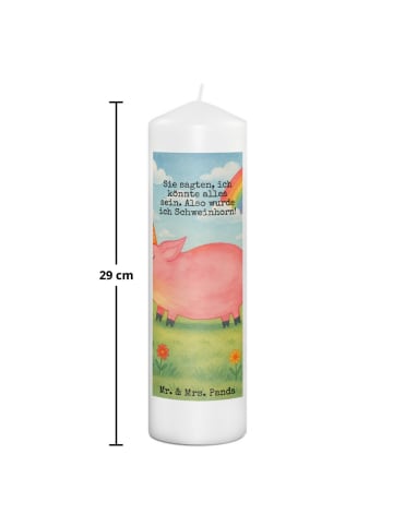 Mr. & Mrs. Panda Wachskerze Einhorn Schwein Design mit Spruch in Weiß