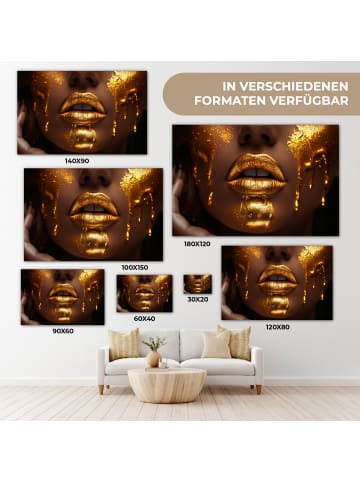MuchoWow Leinwand Bilder Goldenes Gesicht