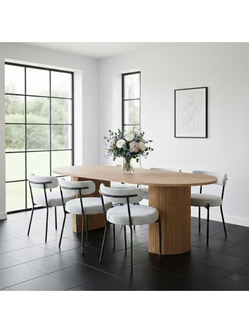 ebuy24 Essgruppe Kyoto 7-teilig Natur, weiß 210 x 100 cm