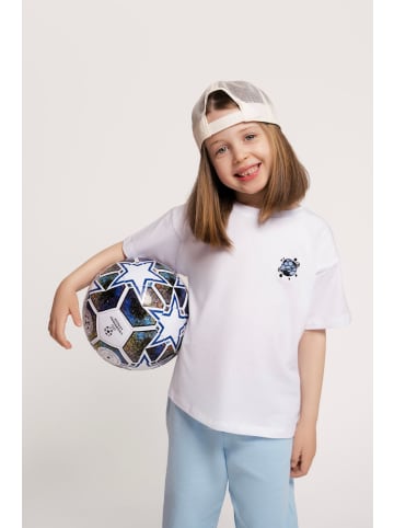 SATURNDAY T-Shirt mit Fußball-Stickerei in Weiß