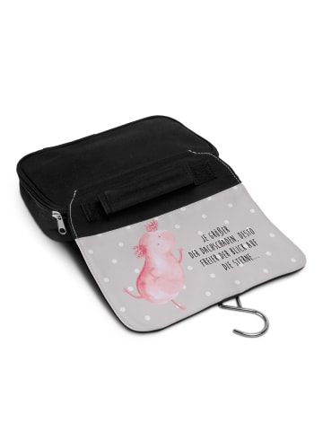 Mr. & Mrs. Panda Make-Up Tasche Axolotl Tanzen mit Spruch in Grau Pastell