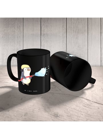 Mr. & Mrs. Panda Kaffeetasse Feuerwehrmann Herz ohne Spruch in Schwarz