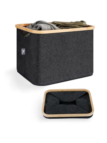 HENNEZ Aufbewahrungskorb Laura 40l Filz dunkelgrau Schwarz