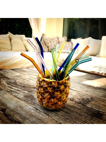 LA VAGUE SMOOTHIE PARTY Wiederverwendbares Glastrinkhalm-Set in bunt