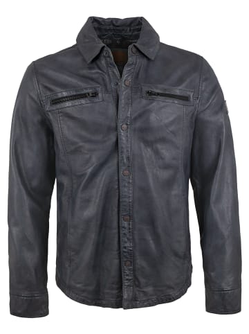 redpoint Lederjacke Lammnappa Kapuze in Anthrazit-Blau