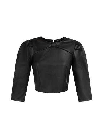 faina Kunstleder Bluse in Schwarz