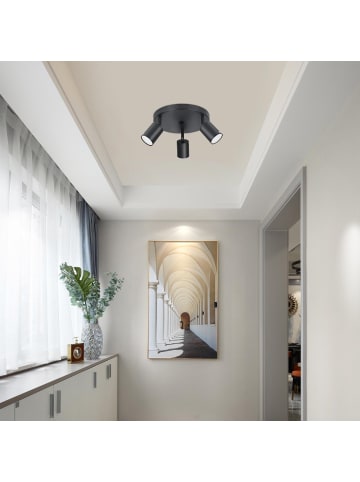 ZMH Deckenleuchte in schwarz 3-flammige GU10 rund schwenkbar Flurlampe L 24 cm