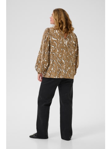 KAFFE curve Bluse langarm KCmilina Regular fit in Toasted Coconut Graphic Animal