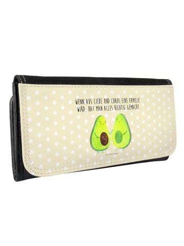 Mr. & Mrs. Panda Frauen Portemonnaie Avocado Pärchen mit Spruch in Gelb Pastell