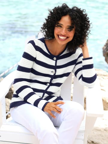 Heine Strickjacke in marine-ecru-gestreift