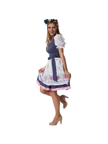 tectake Frauenkostüm Mini-Dirndl Garching Modell 1 in blau/weiß