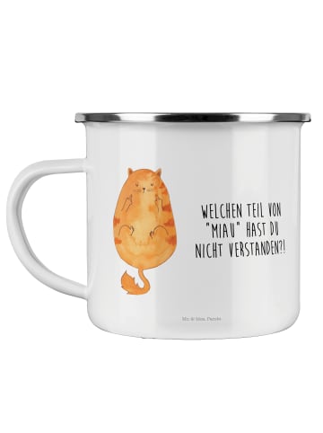 Mr. & Mrs. Panda Tasse Emaille Katze Mittelfinger mit Spruch in Weiß