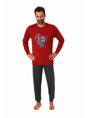 NORMANN Schlafanzug Pyjama langarm Bündchen - 70566 in rot
