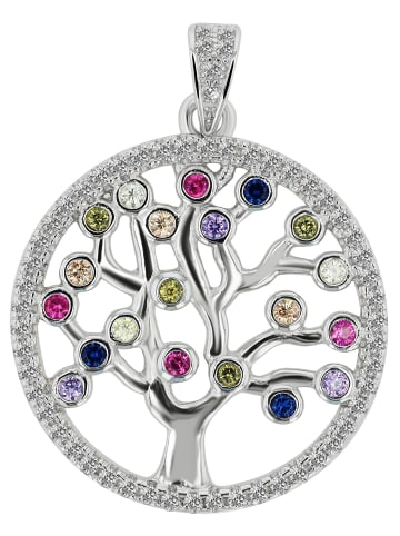 Adeliás Damen Anhänger – Lebensbaumanhänger aus 925 Silber mit Zirkonia in silber