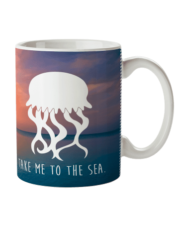 Mr. & Mrs. Panda Haferl Qualle mit Spruch in Sonnenuntergang