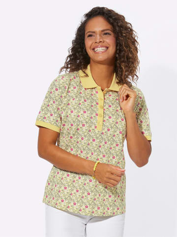 WITT WEIDEN Poloshirt in zitrone-fuchsia-bedruckt