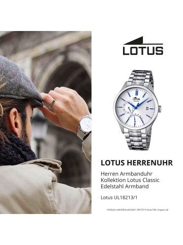 Lotus Analog, Multifunktion-Armbanduhr Lotus Classic silber groß (ca. 42mm)