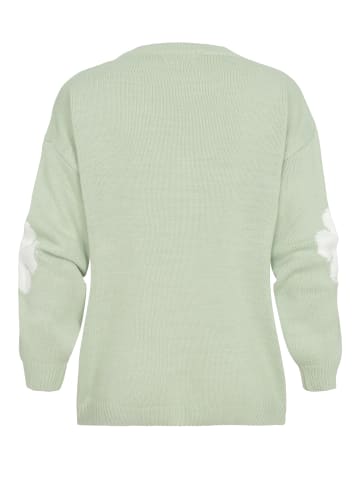 Cloud5ive Cloud5ive Cloud 5ive Crewneck Knit Sweater with Flowers in mint/white