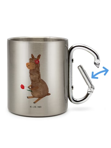 Mr. & Mrs. Panda Camping Becher Alpaka Blume ohne Spruch in Silber