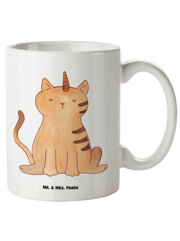 Mr. & Mrs. Panda XL Tasse Einhorn Katze ohne Spruch in Weiß